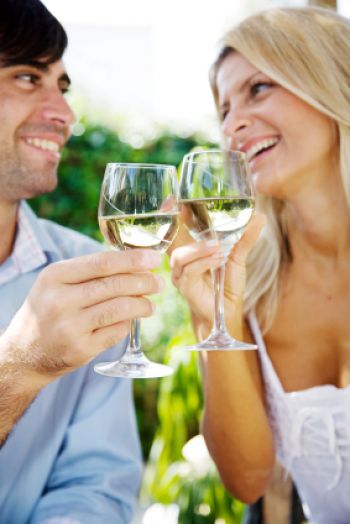 boy girl white wine