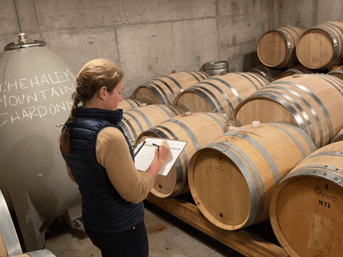 Megan Baccitich in winery
